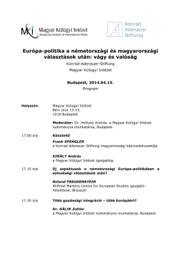 A rendezvény programja (pdf, 75 KB) - Konrad-Adenauer
