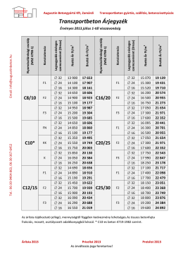 2013 Transzportbeton árjegyzék, szállítási és betonszivattyúzási díjak