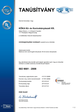 ISO 9001 - KŐKA Kő- és Kavicsbányászati Kft.