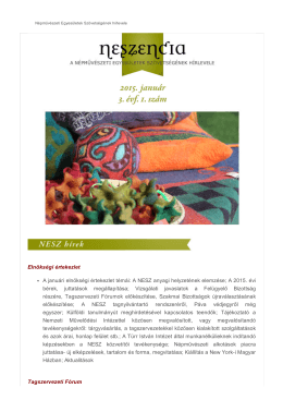 NESZencia – 2015. január - Népművészeti Egyesületek Szövetsége