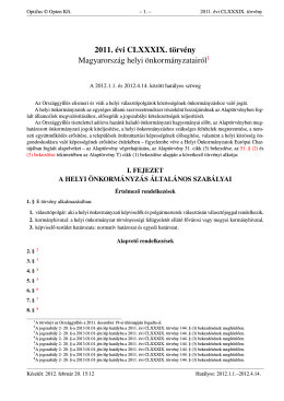 2011. évi CLXXXIX. törvény Magyarország helyi önkormányzatairól