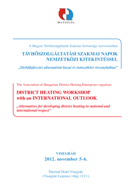 2012. november 5-6. DISTRICT HEATING WORKSHOP with an