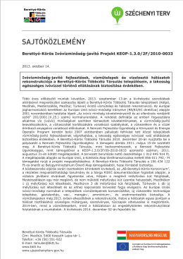 Berettyó-Körös Ivóvízminőség-javító Projekt KEOP-1.3.0/2F/2010-0033
