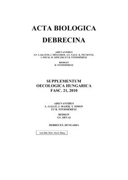 Acta biologica debrecina Supplementum oecologica