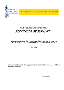szociális szolgálat szervezeti és működési szabályzat