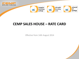 CEMP SALES HOUSE – RATE CARD