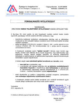 Forgalmazói nyilatkozat (pdf - 152 KB) nyelv: HU - Bau