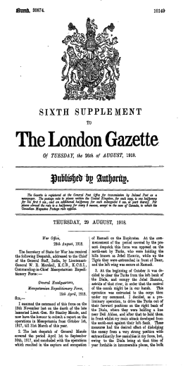 The London Gazette - War Letters 1914–1918