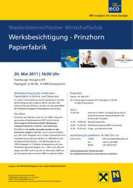 Werksbesichtigung - Prinzhorn Papierfabrik
