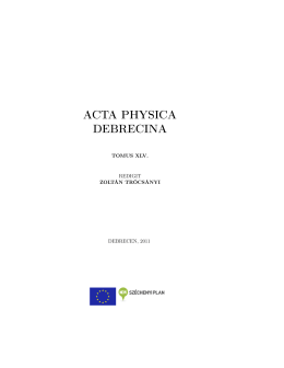 ACTA PHYSICA DEBRECINA
