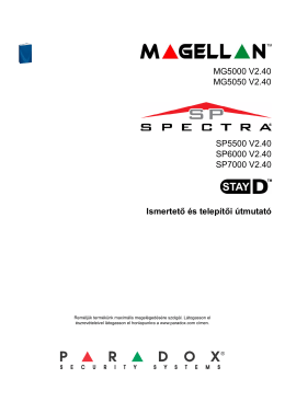Paradox SP4000, SP5500, SP6000, SP7000 telepitői kézikönyv