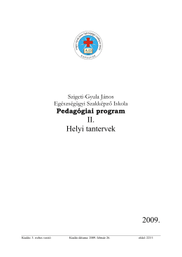 II. Helyi tantervek 2009. - Szigeti