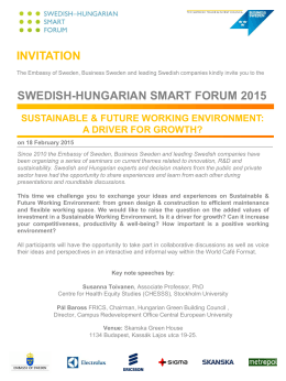 SWEDISH-HUNGARIAN SMART FORUM 2015 INVITATION
