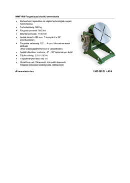 WMF-500 Forgató-pozícionáló berendezés • Elsősorban hegesztési