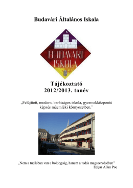 Budavári Általános Iskola Tájékoztató 2012/2013. tanév