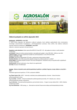 Odborné podujatia na veľtrhu Agrosalón 2015