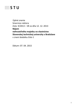 Úplné znenie Smernice rektora číslo: 9/2013