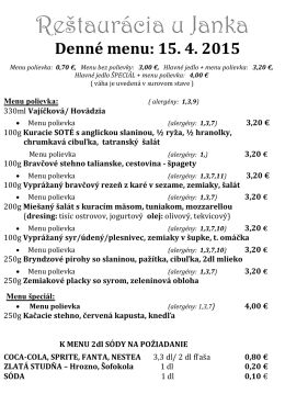 Denné menu - ujanka.sk