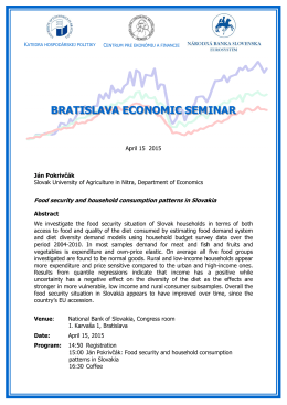 Pozvánka na Bratislava Economic Seminar 15. 4. 2015