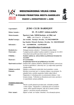 Rozpis - Judo club Slavia STU Bratislava