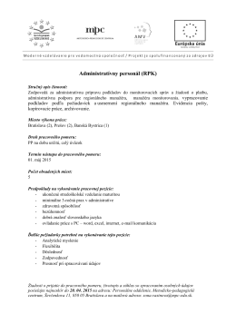 Administratívny personál (RPK) - Metodicko