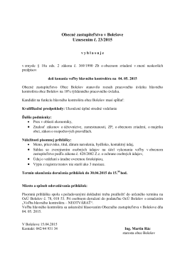 Obecné zastupiteľstvo v Bolešove Uznesením č. 23/2015