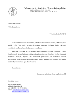 List ministrovi spravodlivosti SR 30.3.2015