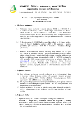 Kritéria 2015/2016 - stredná odborná škola lesnícka v prešove