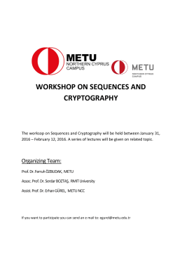 WORKSHOP ON SEQUENCES AND CRYPTOGRAPHY