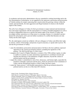 A Statement by International Academics January 22, 2016 As