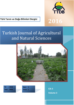 Cover Page – Kapak Sayfası - Turkish Journal of Agricultural and