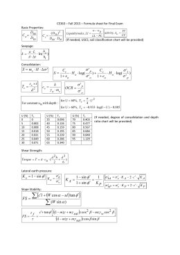 Formula Sheet for Final Exam