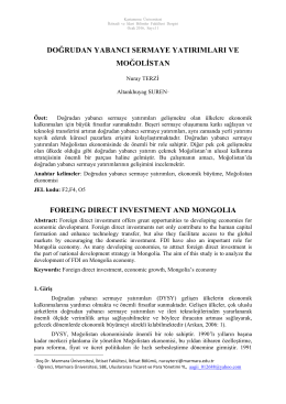 Doğrudan Yabancı Sermaye Yatırımları ve Moğolistan