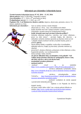 Informácie pre účastníkov lyžiarskeho kurzu