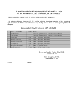 Zoznam účastníkov krajského kola 57. ročníka FO kategórie A