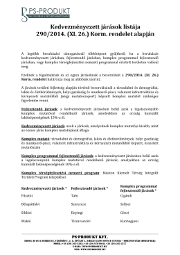 Kedvezményezett járások listája 290/2014. (XI. 26.) Korm. rendelet