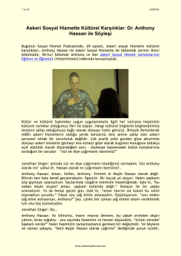 Askeri Sosyal Hizmette Kültürel Karşılıklar: Dr. Anthony