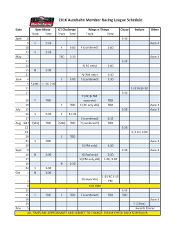 2016 Autobahn Member Racing League Schedule