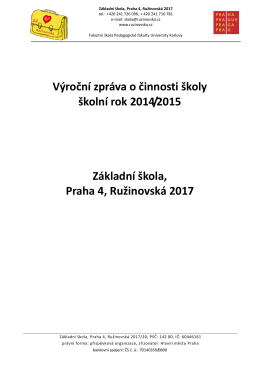 Výroční zpráva o činnosti školy školní rok 2014/2015