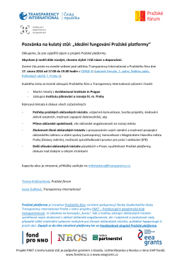 Pozvánka na kulatý stůl: „Ideální fungování Pražské platformy“