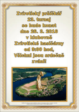 Zvírotický pršíčkář 23. turnaj se bude konat dne 26. 3. 2016 v