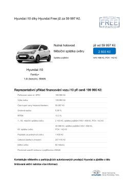 Hyundai i10 díky Hyundai Free již za 59 997 Kč