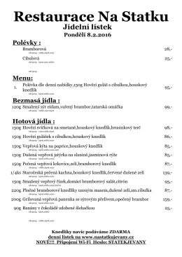 Denní menu od 59 - Restaurace Na Statku Jevany