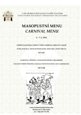 masopustní menu carnival menu
