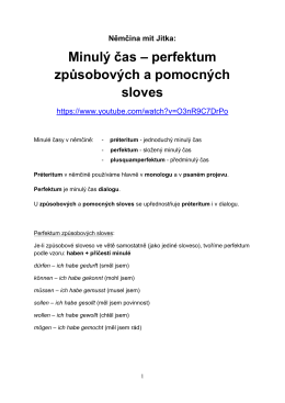 perfekta způsobových a pomocných sloves v PDF