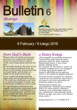 Biuletyn from God`s Book z Bożej Księgi 6 Fabruary