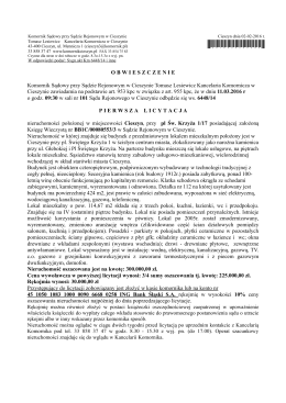5016020200580 - Komornik Sądowy w Cieszynie Tomasz Lesiewicz