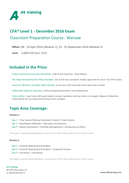 CFA® Level 1 - December 2016 Exam Classroom