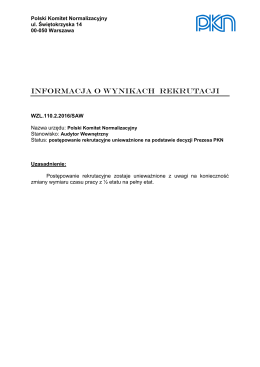 Informacja o wynikach naboru w Polskim Komitecie Normalizacyjnym