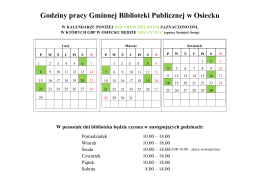 Godziny pracy Gminnej Biblioteki Publicznej w Osiecku